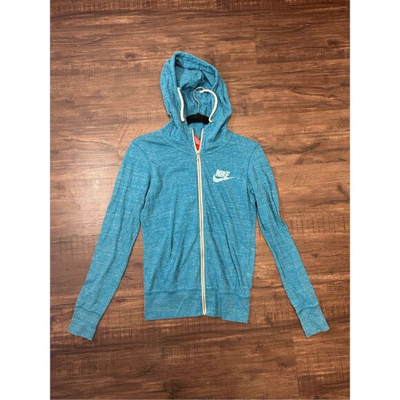 NIKE Full-Zip Fleece Hoodie Sweatshirt Heather Blue, Sz Small - Picture 1 of 9